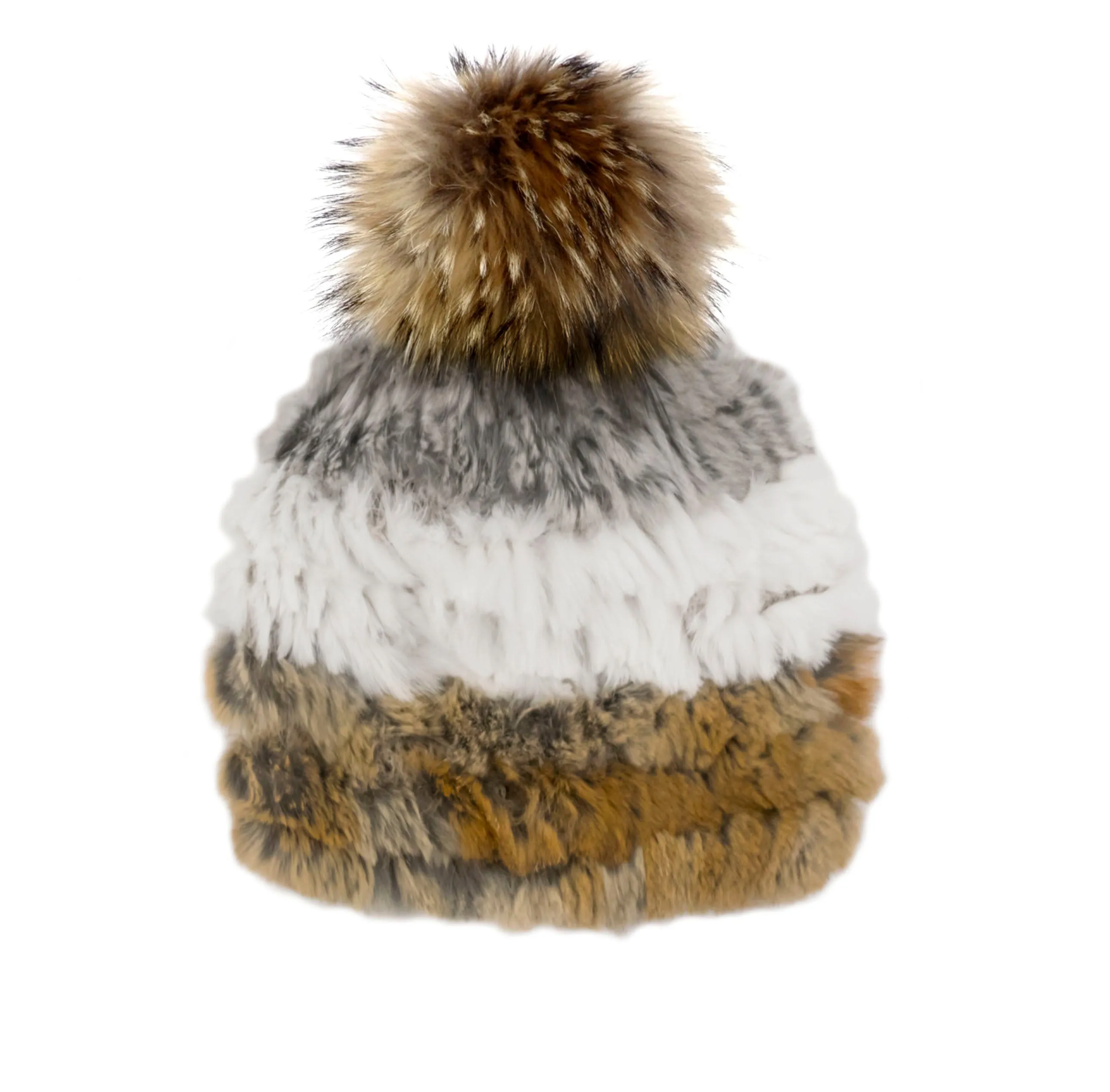 Mitchie's | Rabbit Fur Beanie with Finn Raccoon Pom