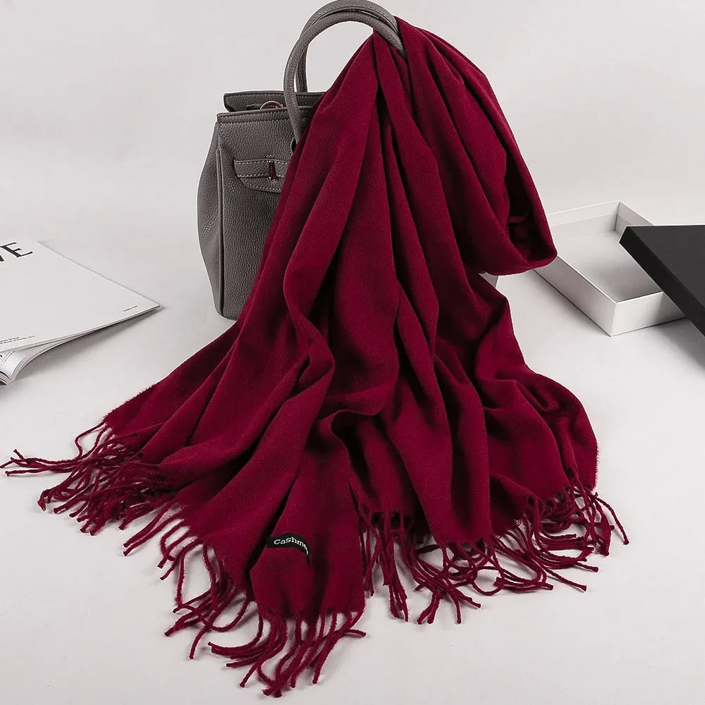 Plain Cashmere Hijabs  - Maroon