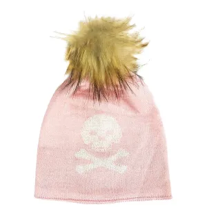 Pom Pom Hat Jolly Roger Pink - Faux Fur