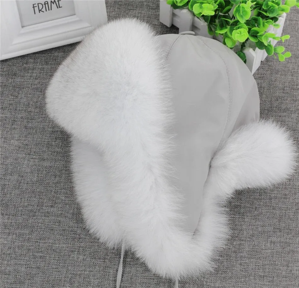 Real Fox Fur Ear Flap Fur Aviator Bomber Hat (Multi-Colors)