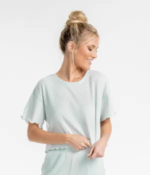 Ribbed Sincerely Soft Lounge Top - Winter Mint