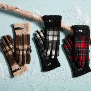 Tartan Plaid Boucle Gloves - Womens