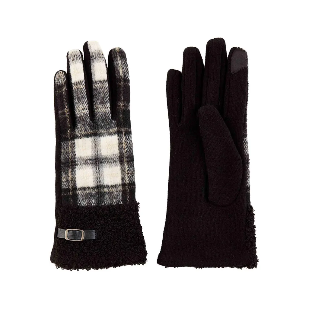 Tartan Plaid Boucle Gloves - Womens