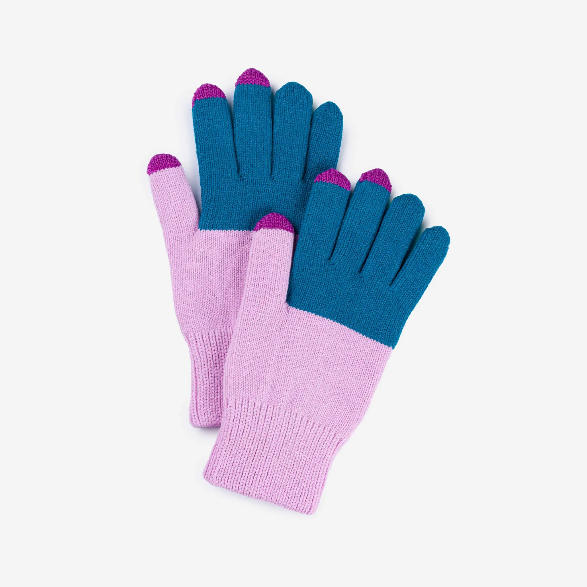 Teal Lilac Knit Touchscreen Gloves