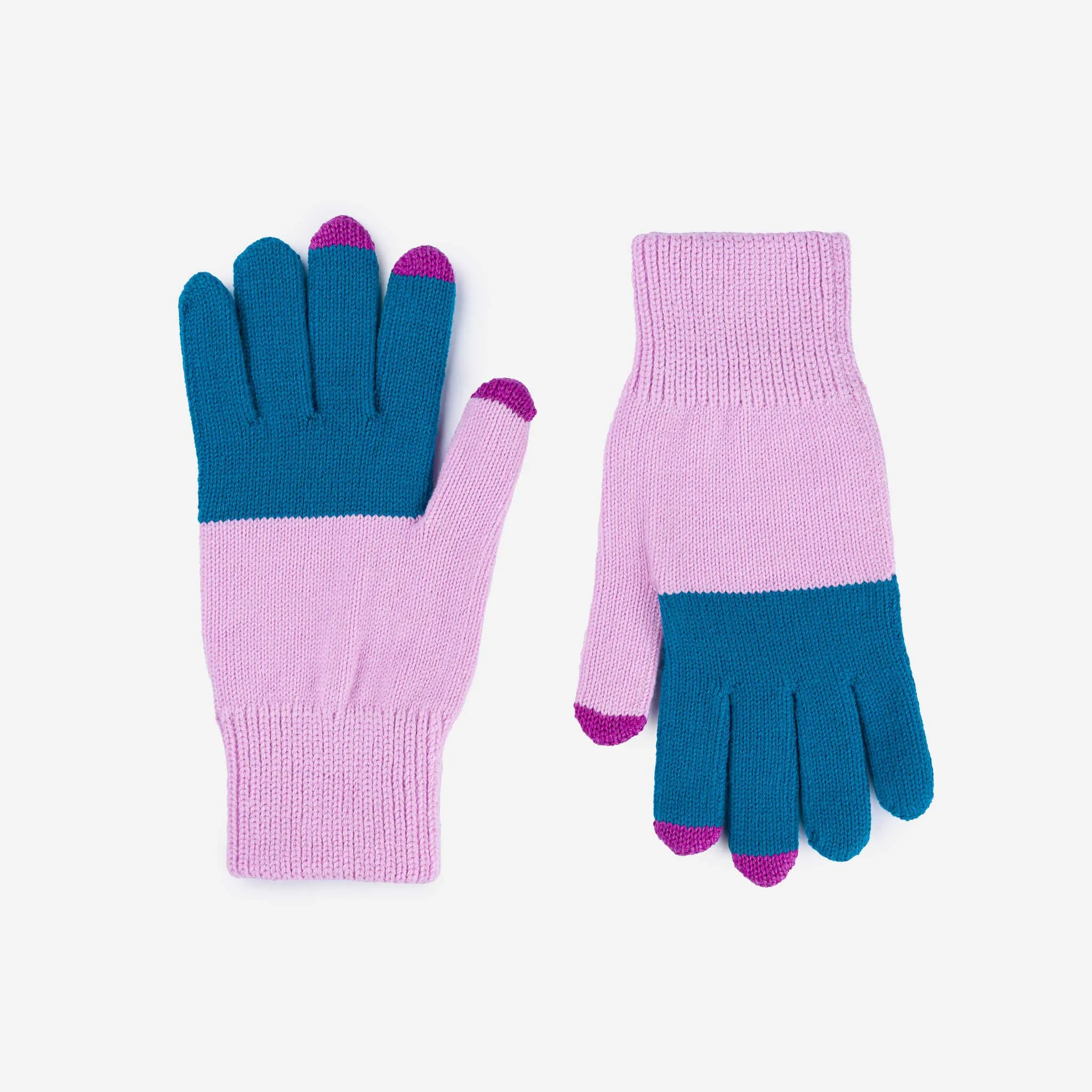 Teal Lilac Knit Touchscreen Gloves