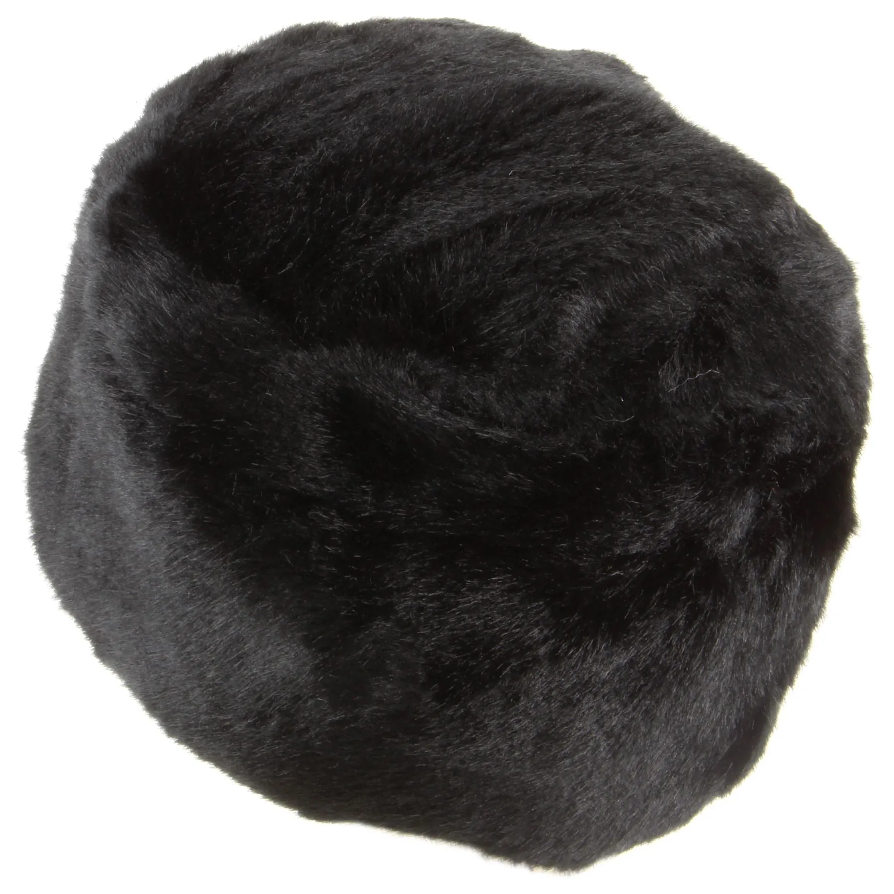 Thick faux fur Pill Box hat - Black