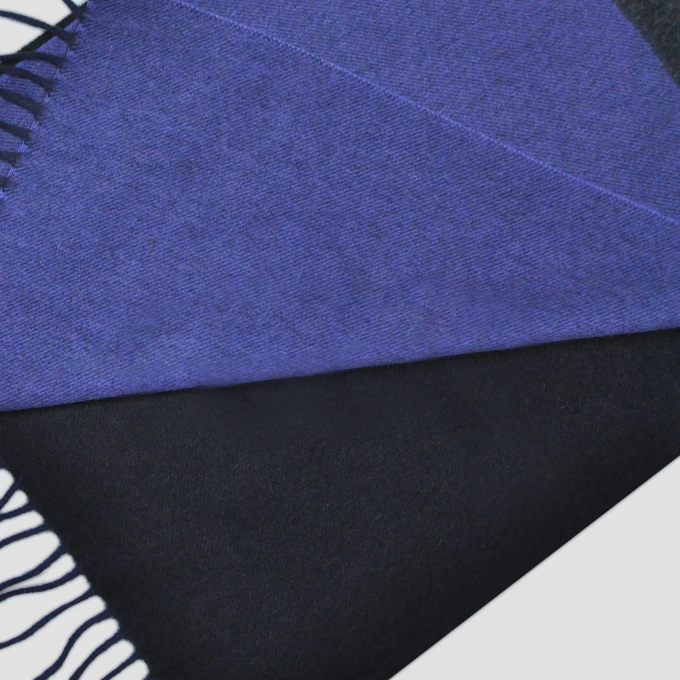 Three Panels of Colour Cashmere Scarf in Blue, Grey & Charcoal