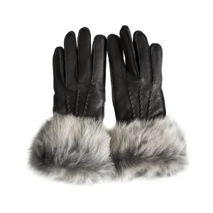 UGG 3 Point Toscana Leather Black Gloves - Women's