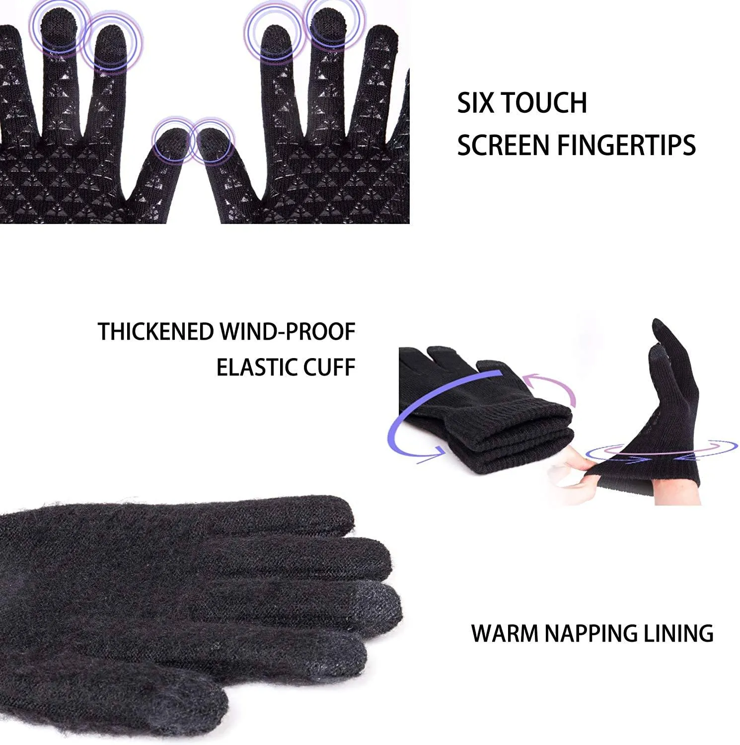 Unisex Knit 360¬∞ Whole Palm Touchscreen Antislip Gloves