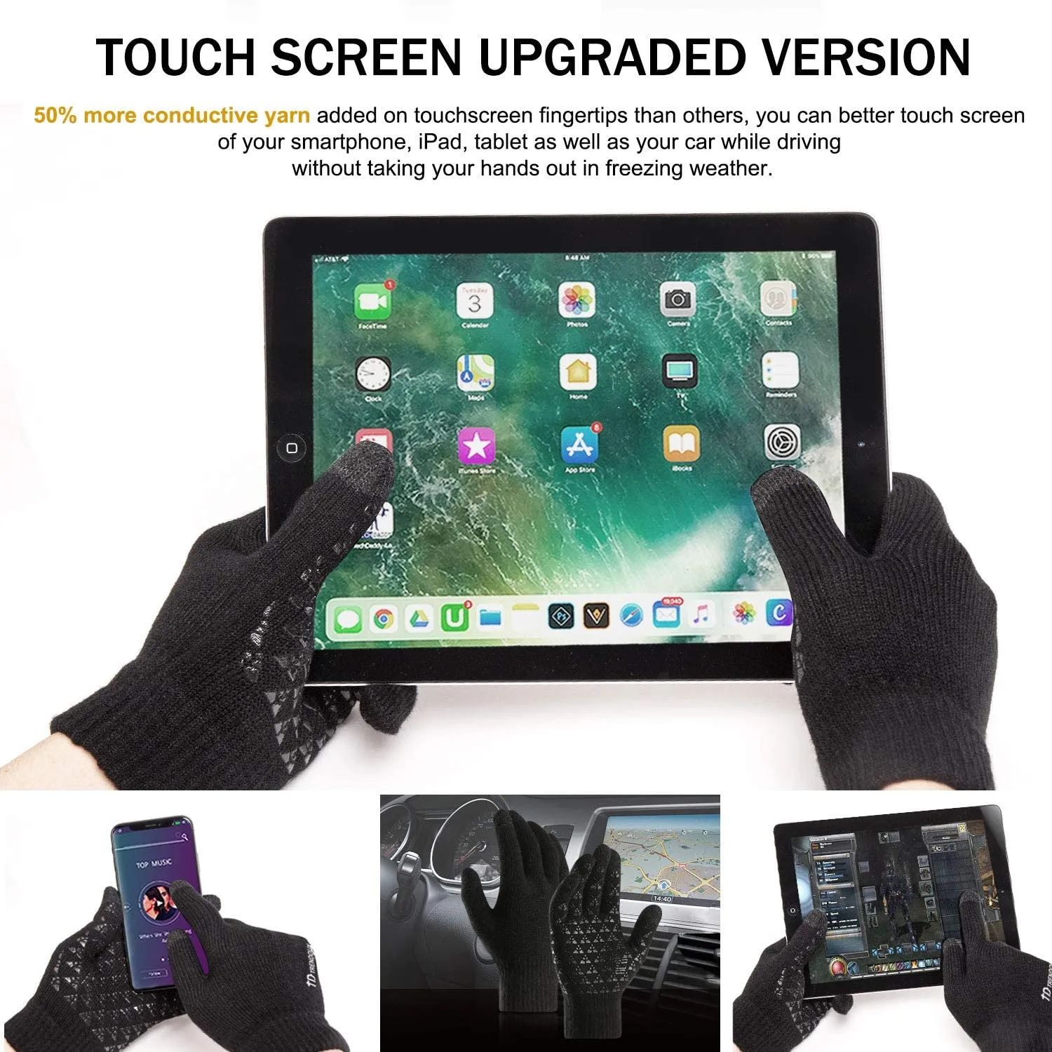 Unisex Knit 360¬∞ Whole Palm Touchscreen Antislip Gloves