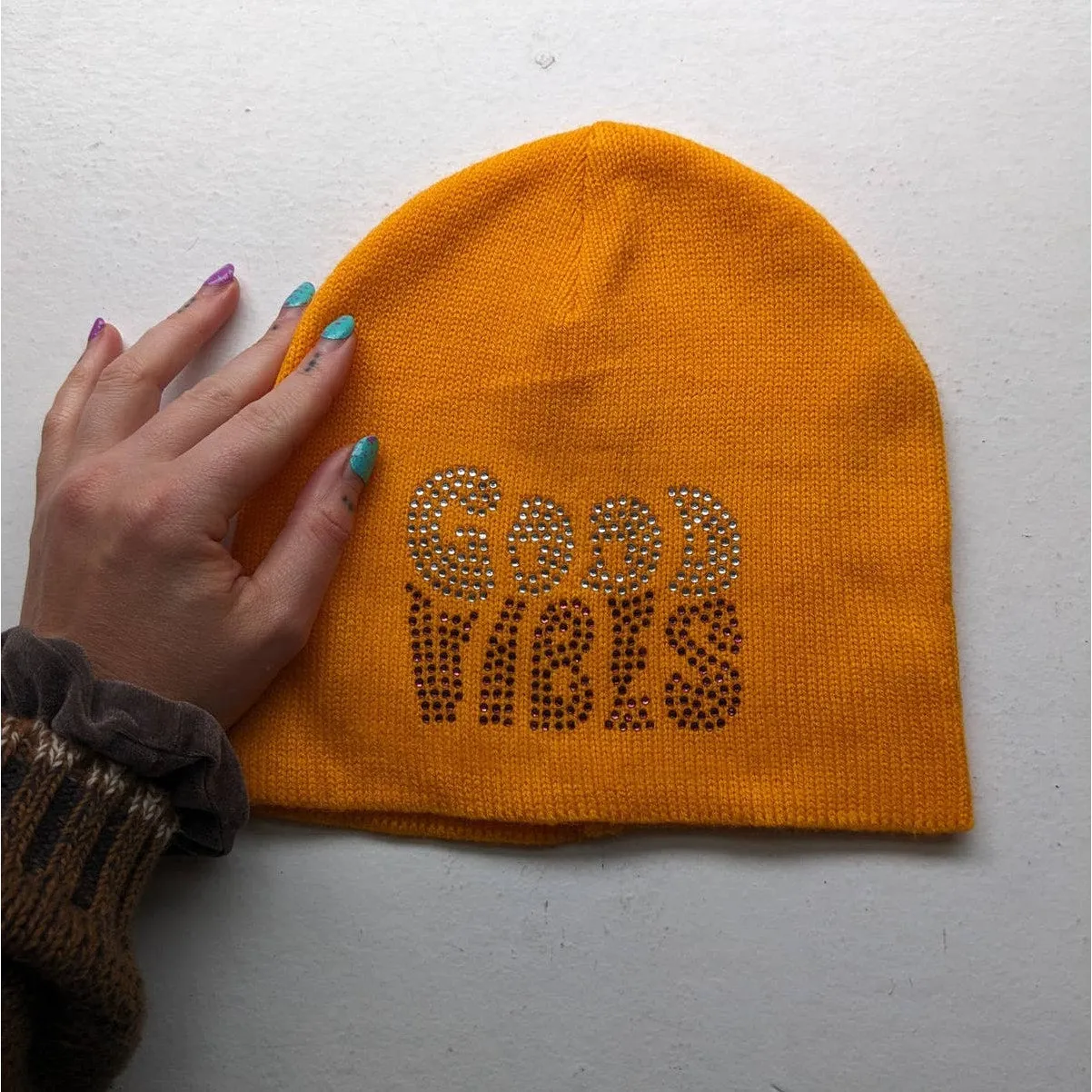 Urban Outfitters Retro Groovy Orange Chunky Knit Beanie 70s inspired Grunge Hat