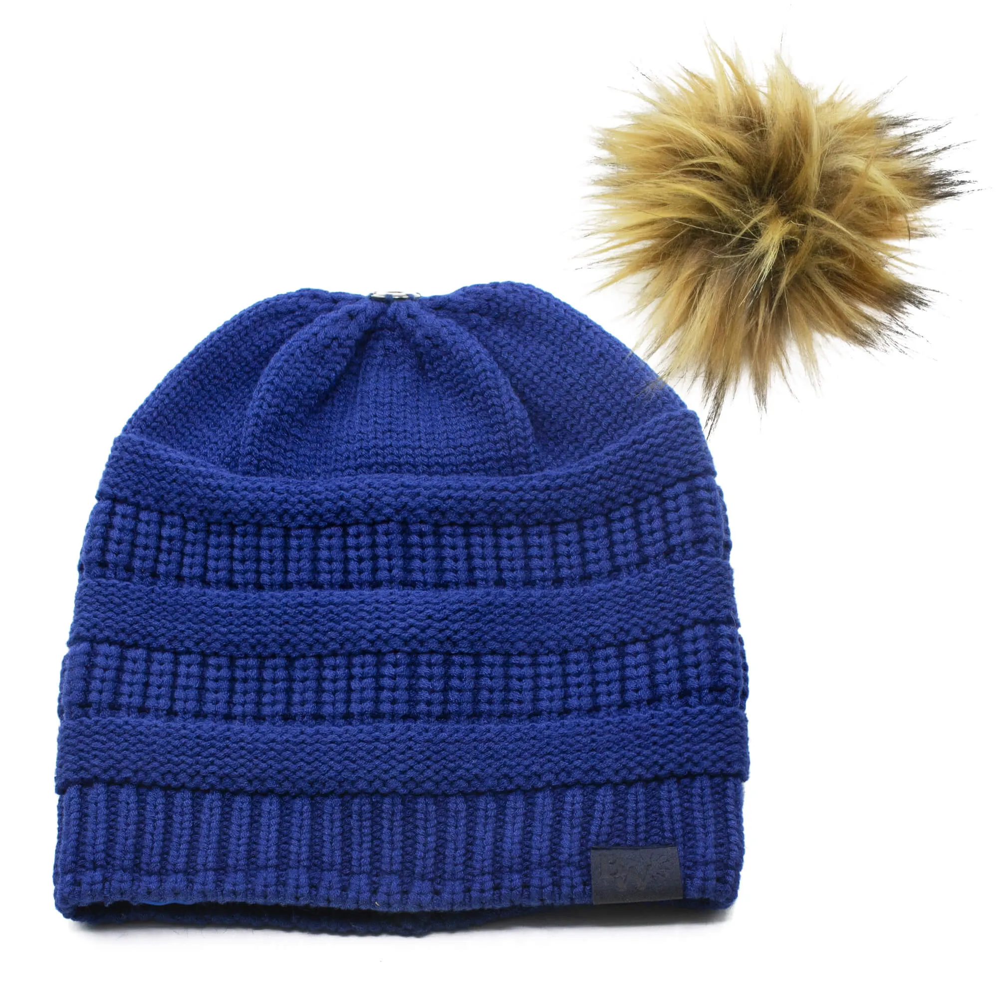 Winter Hat | Satin Lined | Detachable Pom Pom | Royal Blue Beanie