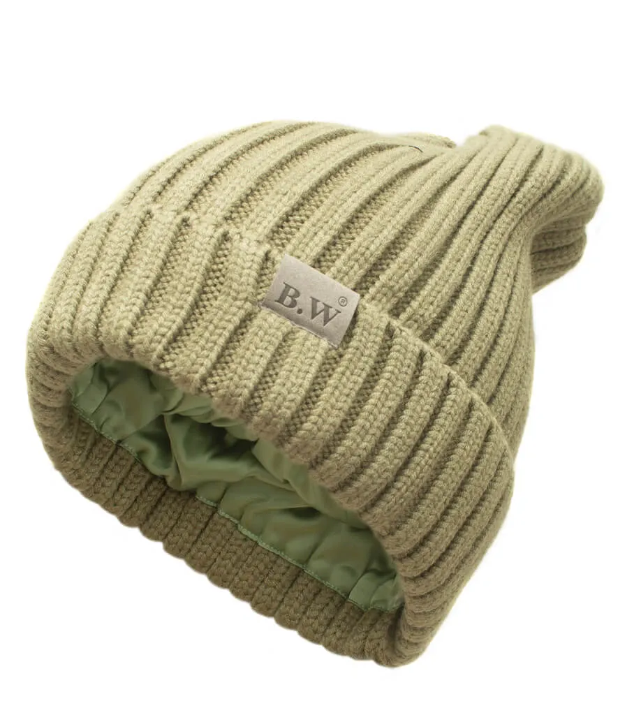 Winter Hat | Satin Lined | Natural Hair | Extra Large Olive Pom Pom