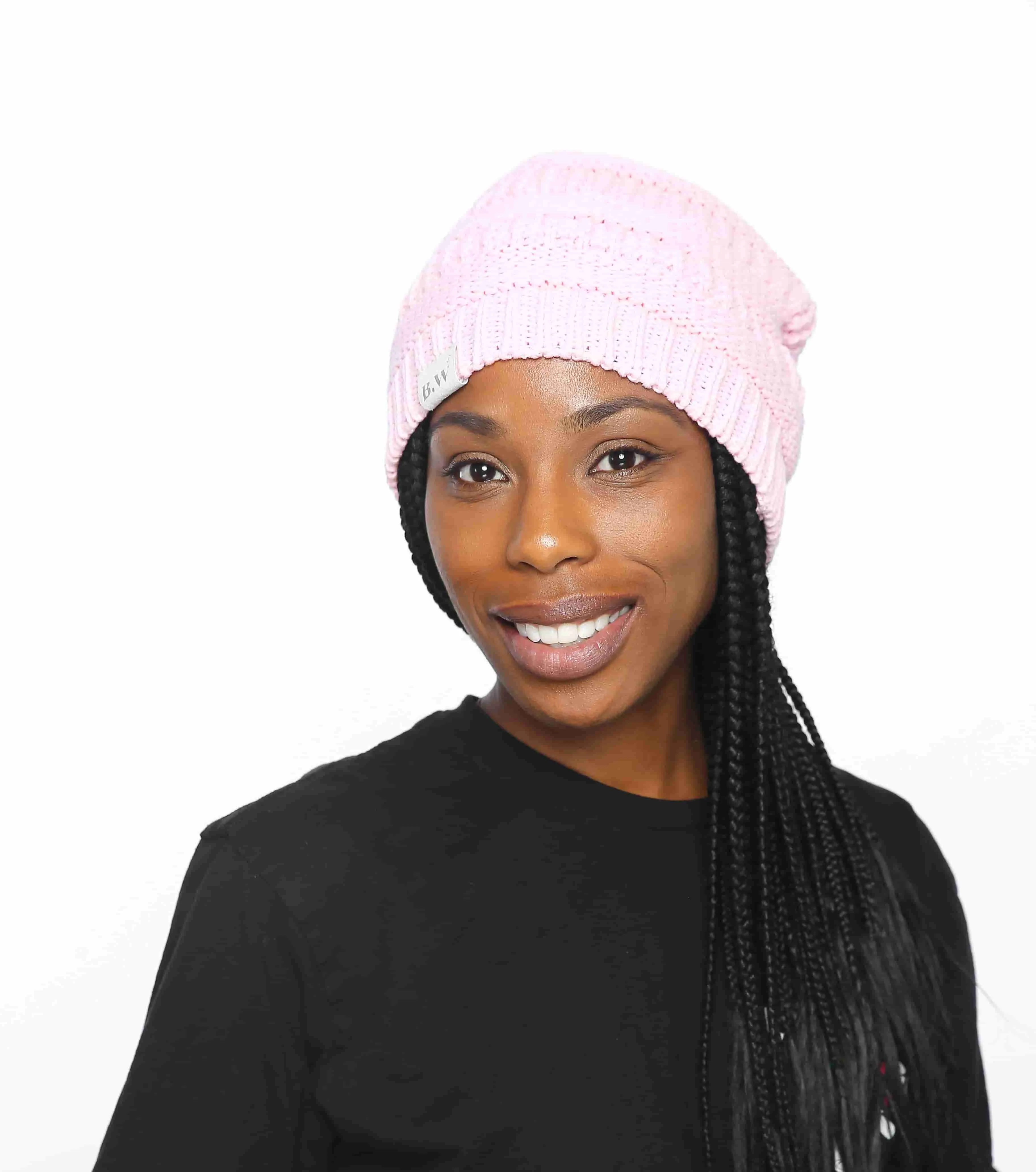 Winter Hat | Satin Lined | Natural Hair | Pink Beanie