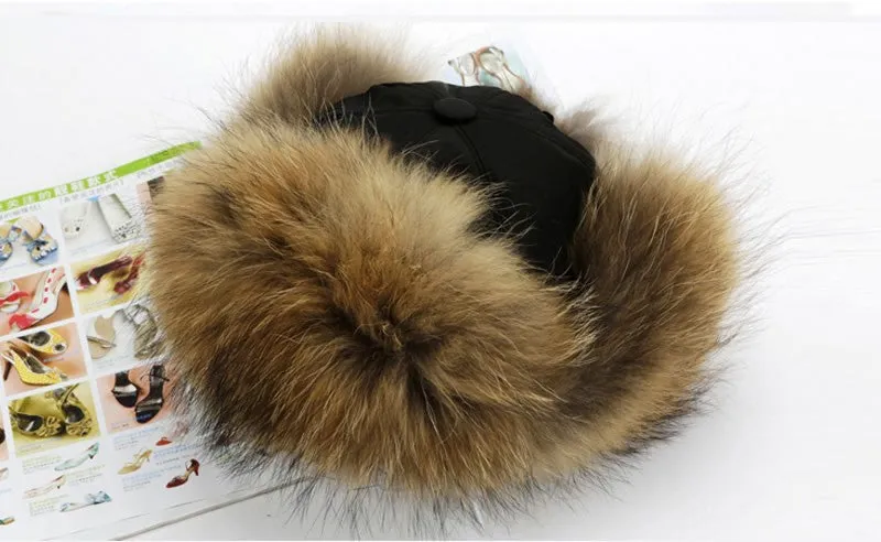 Winter Hats for Women Fox Fur Hat Bomber Hats  Millinery Ear Protector Cap 060101