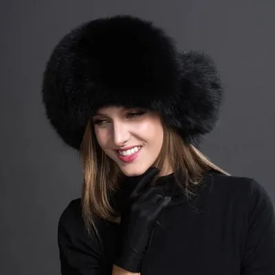 Women Natural Fur Caps Ushanka Hats for Winter Thick Warm Ears