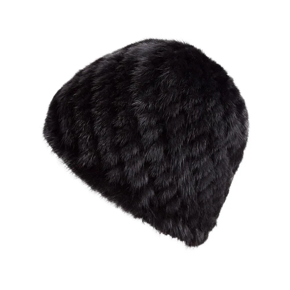 Womens Hats Winter Knitted Real Mink Fur Cap Women Fur Hat Winter Hat Headgear Ears Warmer Headdress Mink Women Hat Women's Hats & Caps Fur Story FS13603