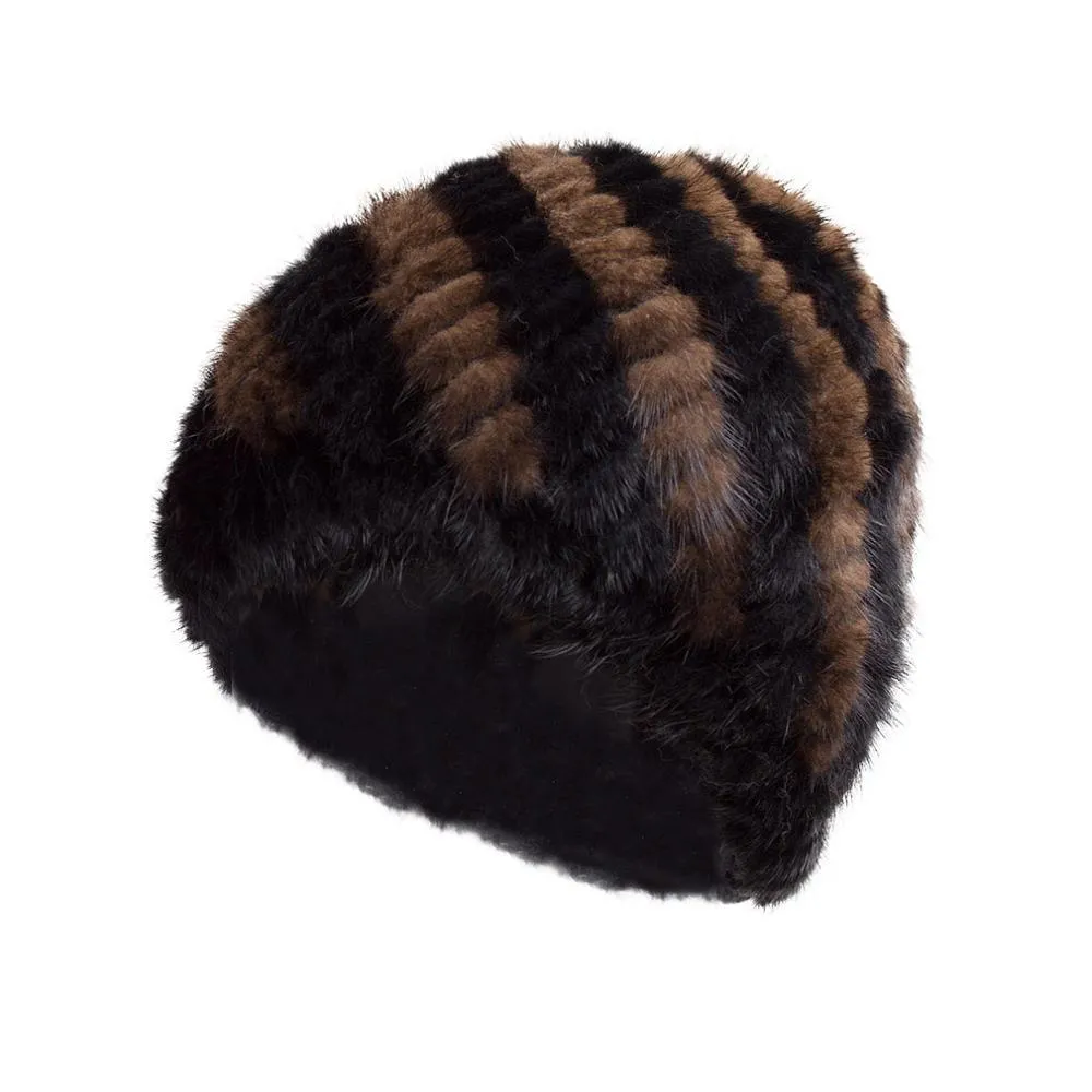 Womens Hats Winter Knitted Real Mink Fur Cap Women Fur Hat Winter Hat Headgear Ears Warmer Headdress Mink Women Hat Women's Hats & Caps Fur Story FS13603