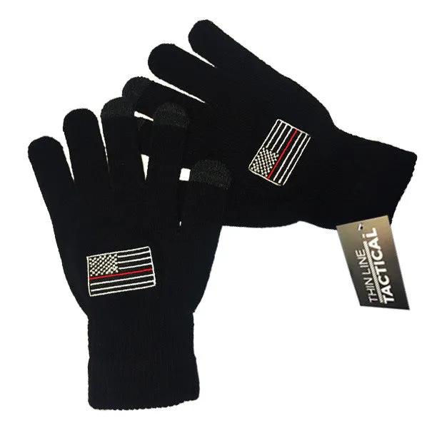 Women's Thin Red Line Touchscreen Gloves, Black