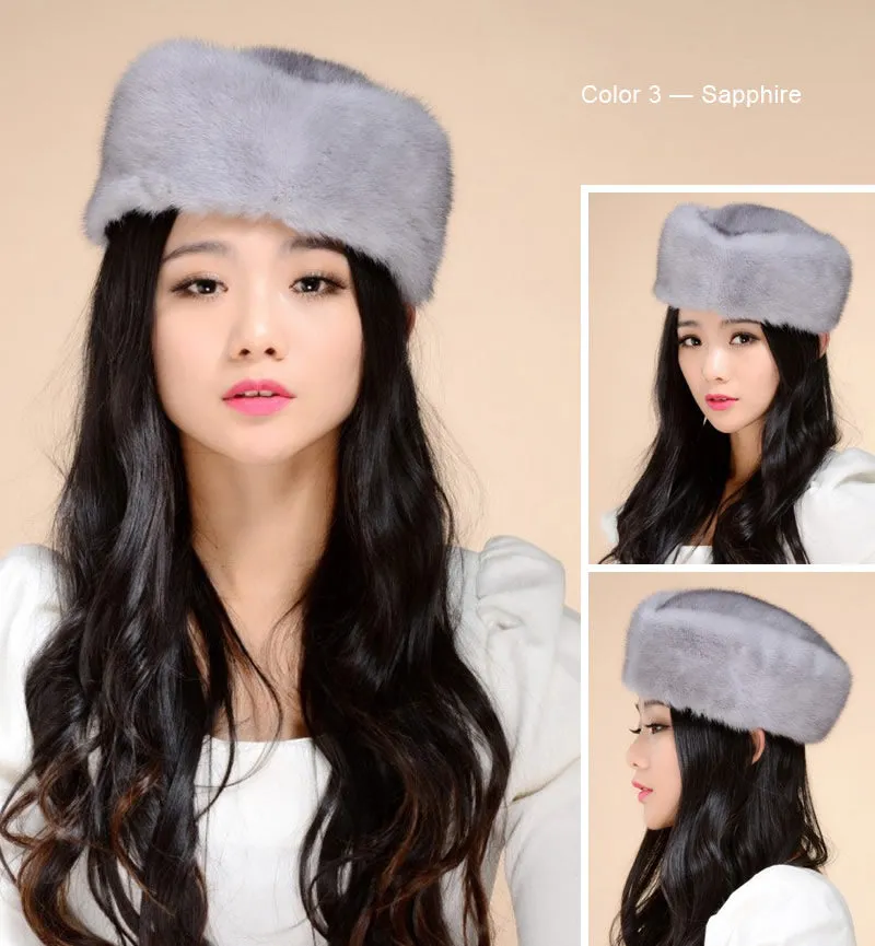 Women's Winter Hat Real Whole Mink Fur Hat Ladies' Pillbox Seal Hat 13614