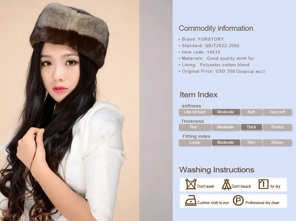 Women's Winter Hat Real Whole Mink Fur Hat Ladies' Pillbox Seal Hat 13614