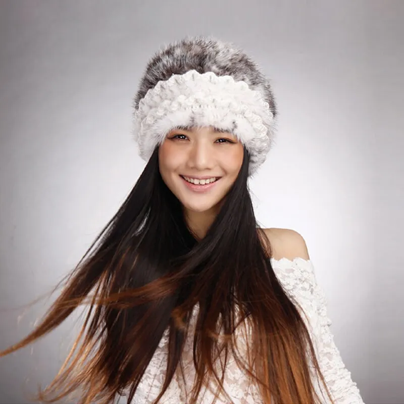 Women's Winter Hats Knitted Real Mink Fur Hat Fur Cap Women Beanie Headgear 14624