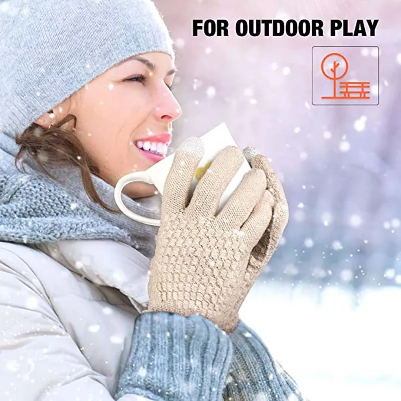 Women's Winter Touchscreen Gloves Warm Fleece Lined Knit Gloves