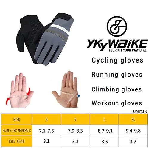 YKYW MTB Road Cycling Thermal Fleece Full Finger Gloves Windproof Waterproof Absorbing Anti-Slip XRD Technology Shockproof Reflective Orange